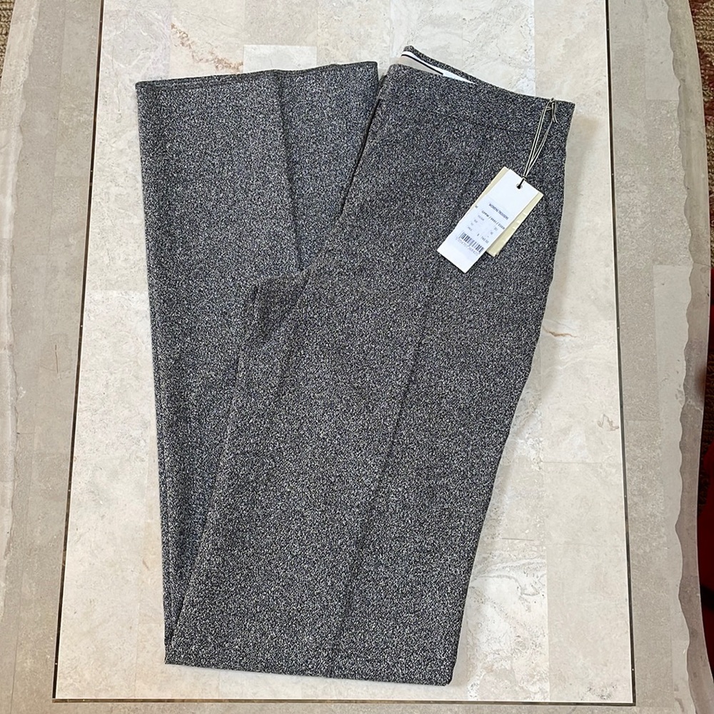 Women's Trousers made in Italy, size 40, Wide Leg, Black & Gray.